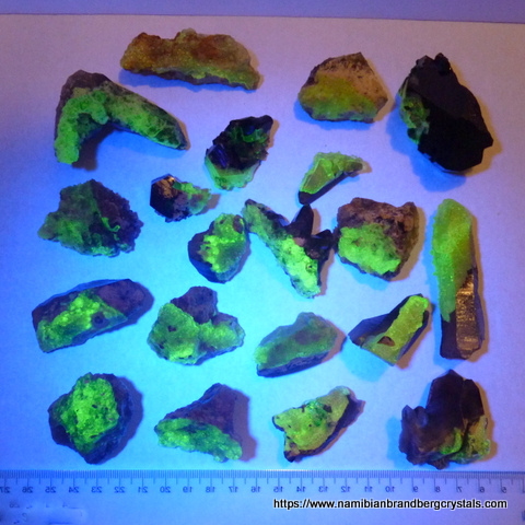 Twenty hyalite opal specimens