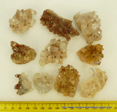 Ten quartz crystal specimens from the Northern and Western Cape, SA