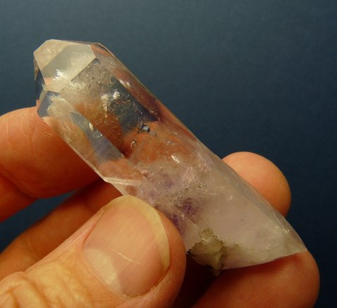 Quartz crystals with hint of smoky / amethyst colour, and tiny moving bubbles