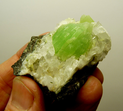 Beautiful domed aggregate of prehnite crystals on matrix