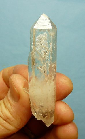 Double terminated 'siamese twin' quartz crystal with lovely gas inclusions