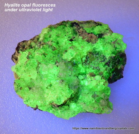 Prolific aggregates of hyalite opal on matrix