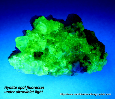 Prolific aggregates of hyalite opal on matrix