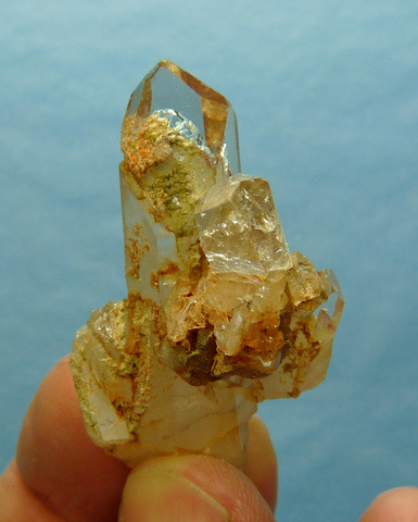 Phantom quartz crystals with partly exposed phantom