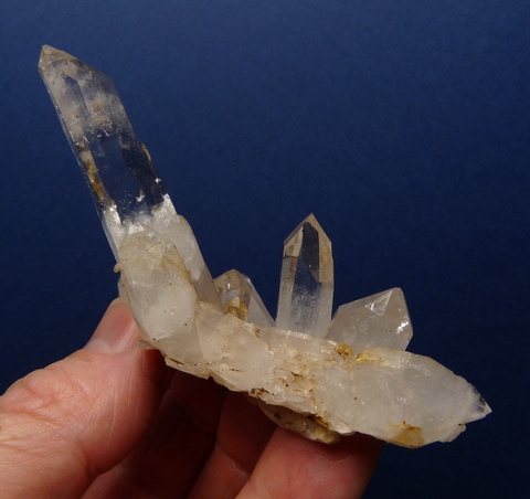 Quartz crystal group with minute chlinochlore inclusions