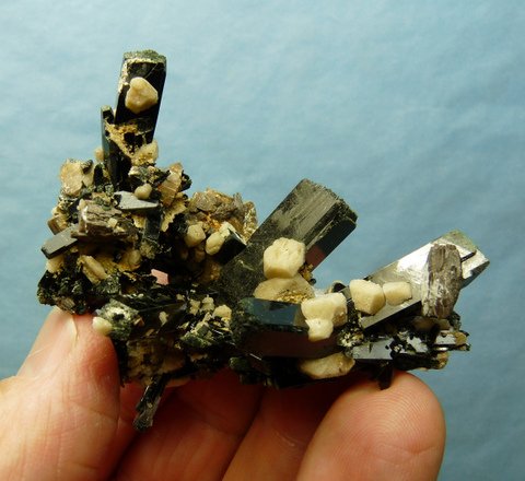 Beautiful cluster of aegirine, feldspar and zircon