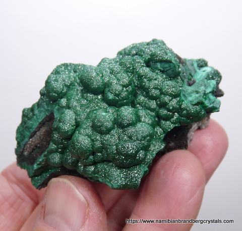 Botryoidal malachite on rock matrix